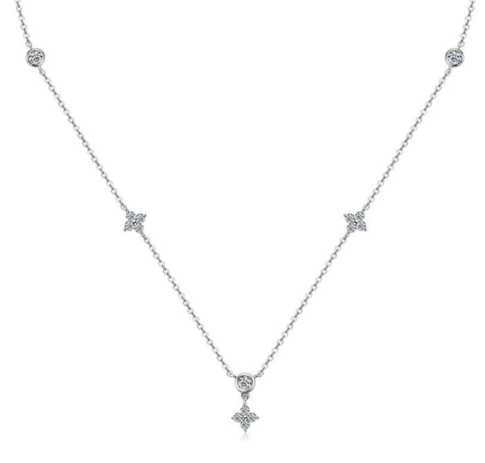 925 Silver Four Leaf Flower Necklace and Earrings
