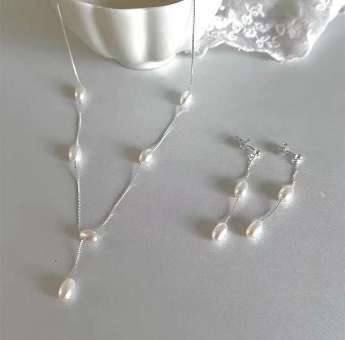 925 Silver French Elegant Fresh Water Pearl Earrings