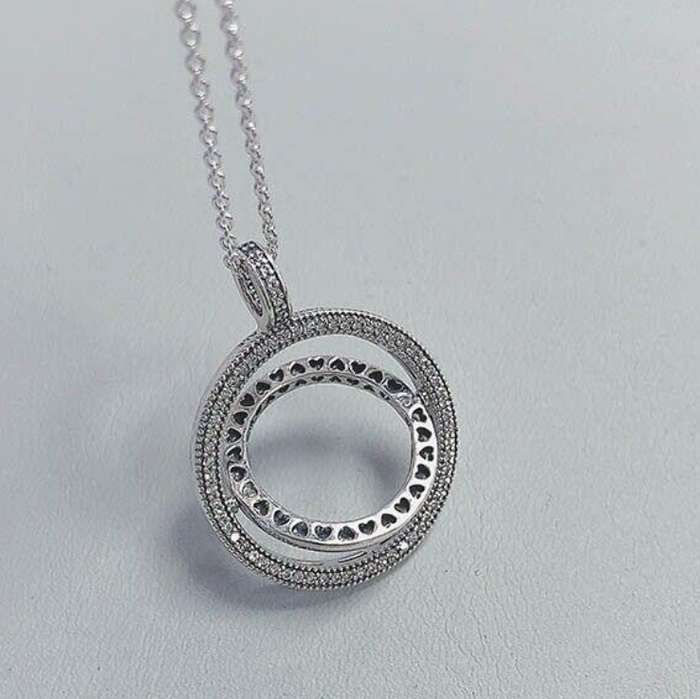 925 Silver Spinning Hearts Necklace