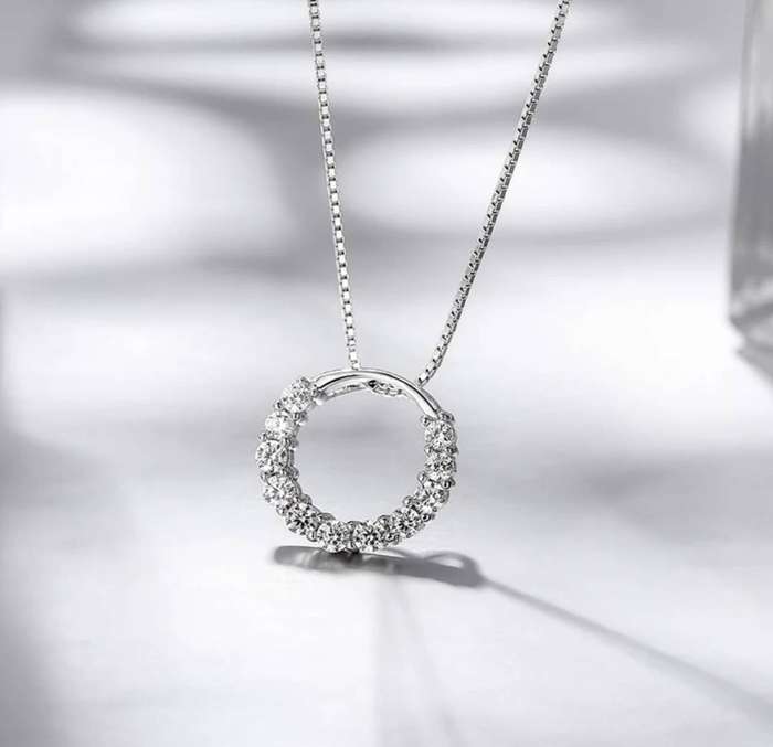 925 Silver CZ Circle Necklace