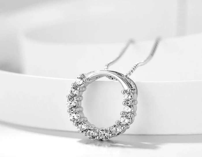 925 Silver CZ Circle Necklace
