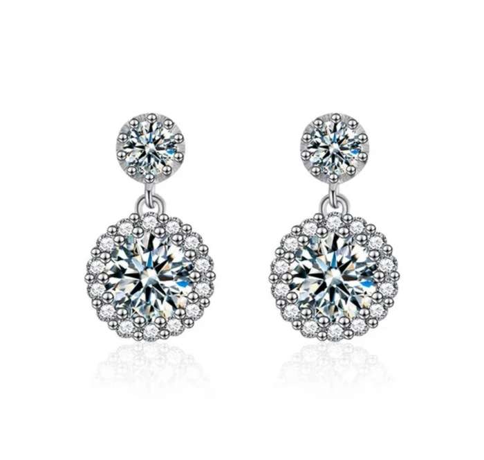 2ct Moissanite Rose Earrings