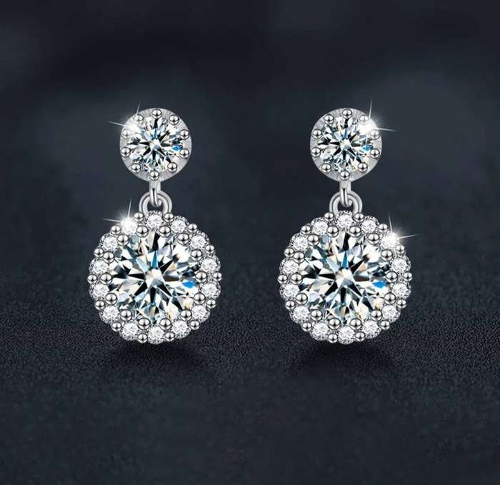2ct Moissanite Rose Earrings