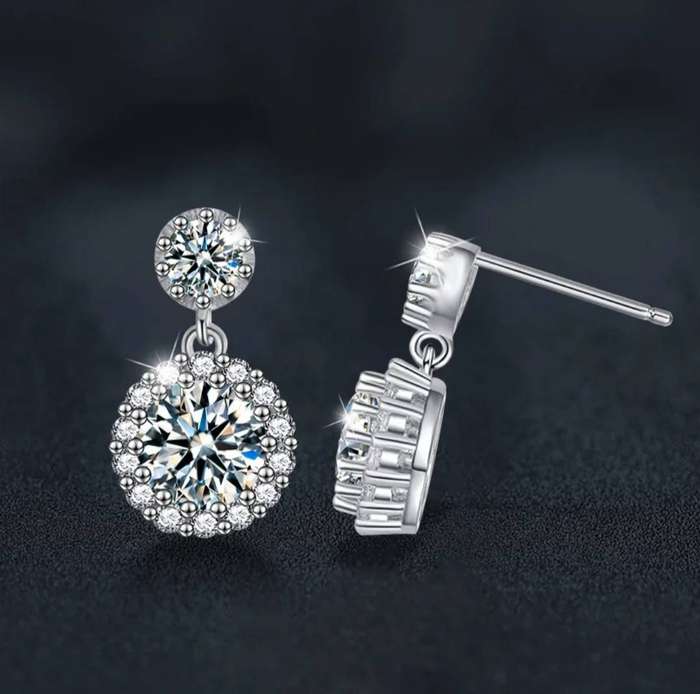 2ct Moissanite Rose Earrings