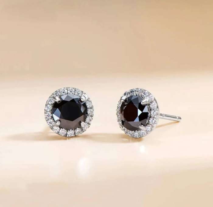 1ct Black Moissanite Stud Earings