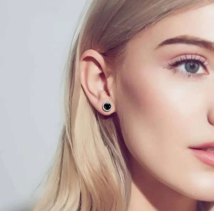 1ct Black Moissanite Stud Earings