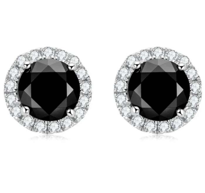 1ct Black Moissanite Stud Earings