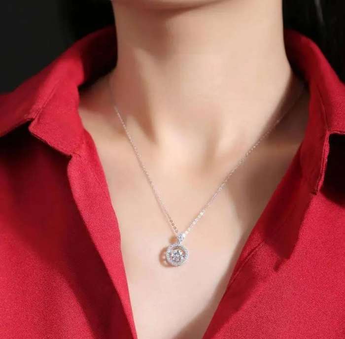 1ct Floating Moissanite Necklace