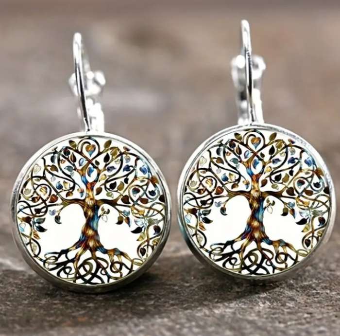 S925 Sterling Silver Plated Tree of Life Earrings