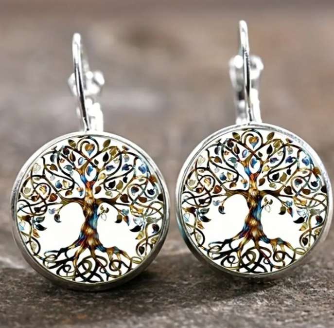 S925 Sterling Silver Plated Tree of Life Earrings