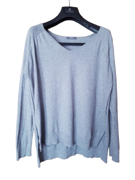 Pre-loved High-low v-neck Jersey | Cotton Cashmere Blend