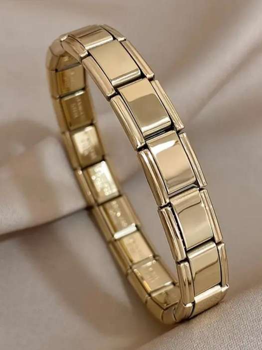Stainless Steel Stretch Link Bracelet | Golden