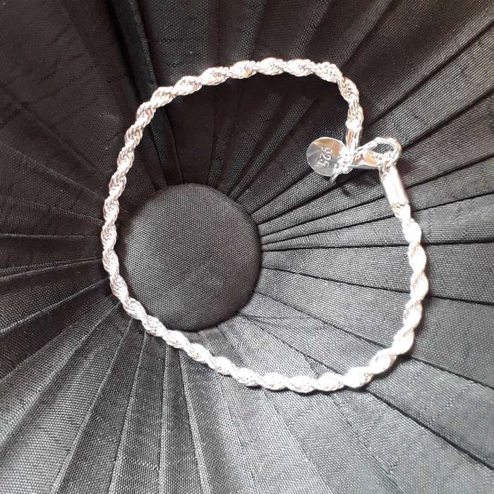 925 Sterling Silver Plated Twist Rope Bracelet