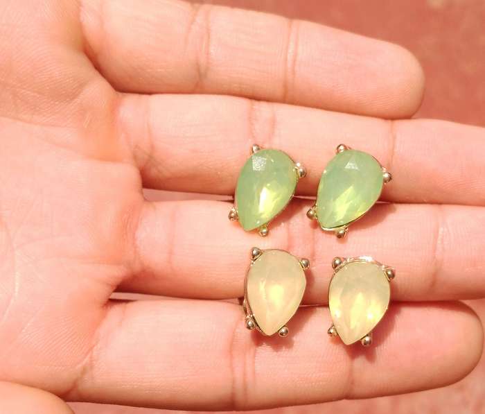 Pear shaped Faceted Stud Earrings | Two pairs