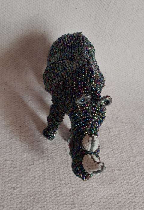Handcrafted Beaded Wire Animal | Rhinoceros