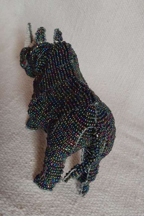 Handcrafted Beaded Wire Animal | Rhinoceros