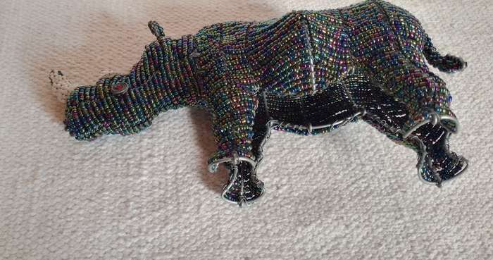 Handcrafted Beaded Wire Animal | Rhinoceros