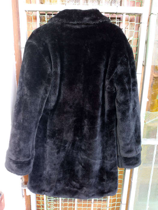 Luxurious faux fur, black coat