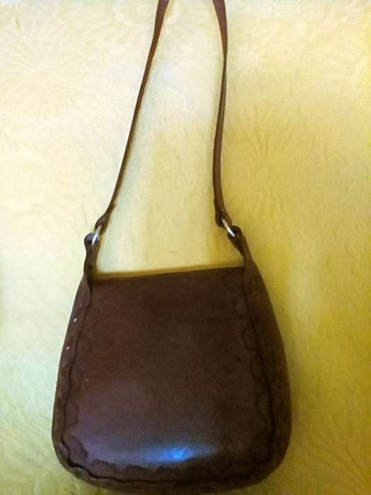 Vintage genuine leather, tooled shoulder bag