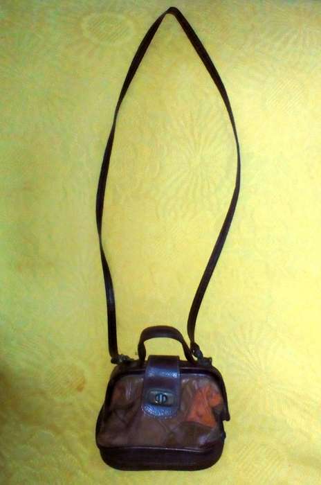 Small, patchwork, genuine leather satchel