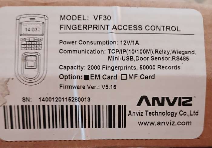 Anviz VF30 Fingerprint/Card Access Control Terminal
