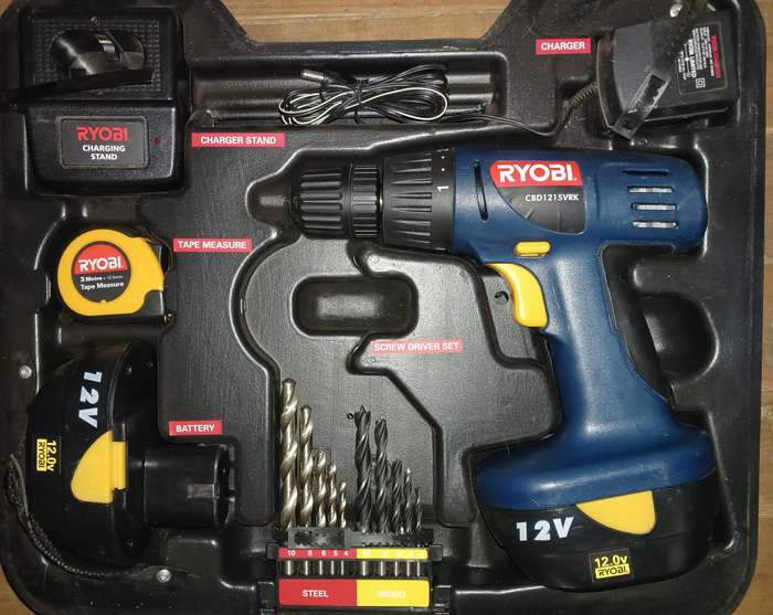 Spares/Restoration- Ryobi 12V Cordless Driver Drill (CBD-12VRK) - Display Kit + Extra Battery
