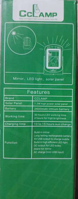 CcLamp Multifunctional Solar Mirror Power Bank