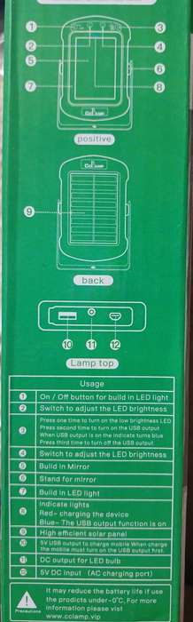 CcLamp Multifunctional Solar Mirror Power Bank