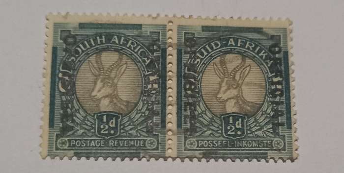 Official stamped ½d springbok stamp offset error