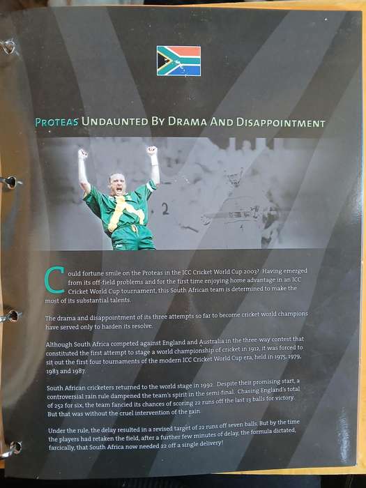 2003 cricket world cup medallion album and coins