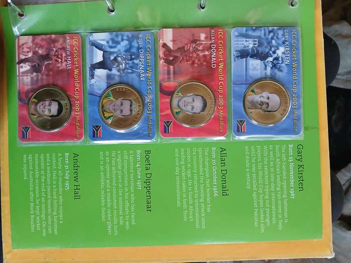 2003 cricket world cup medallion album and coins