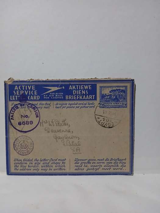 Ww2 active service letter card airmail 1943