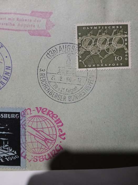 1960 ausburg Germany Rocket Flight Mail postcard autographed by Launcher