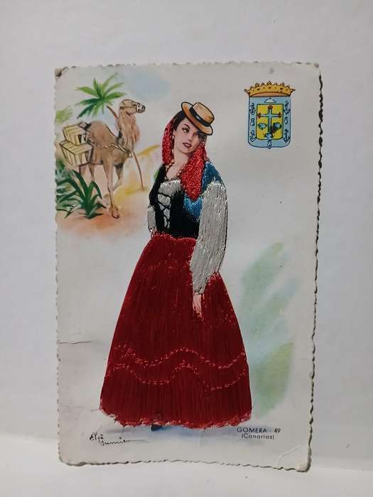 Vintage silk embroided postcard