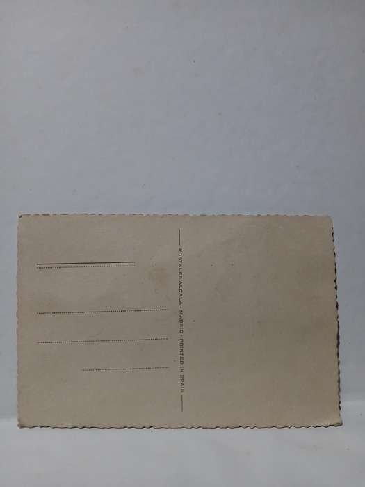 Vintage Madrid fabric and embroided postcard