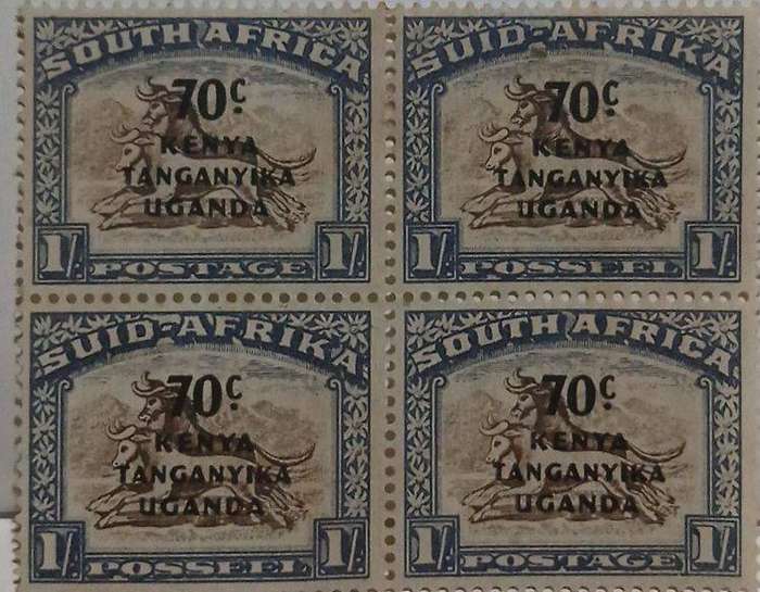 Set of 4 Blocks of 4 Kenya uganda tanganika ovpt stamps