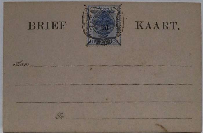 Vintage brief Kaart with 1d surcharge and coat of arms overprint