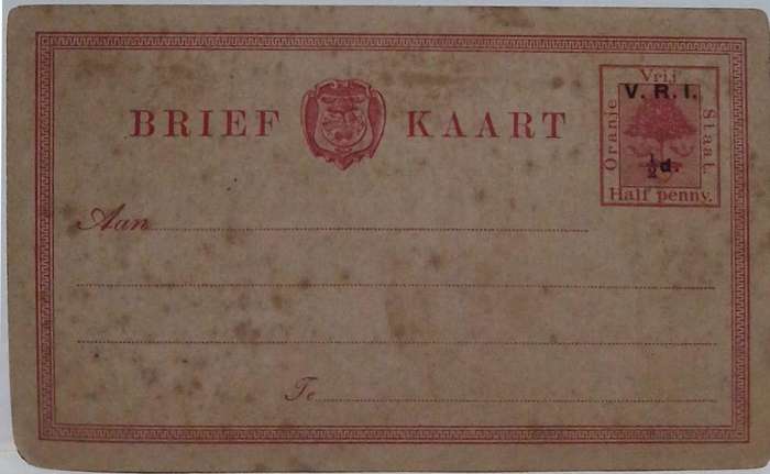 Oranje vrij start brief kaarte british occupation