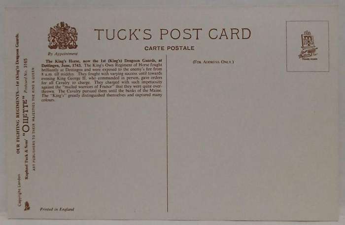 Mint conditon vintage Tucks military postcard set our fighting regiment (Harry Payne) oilette series