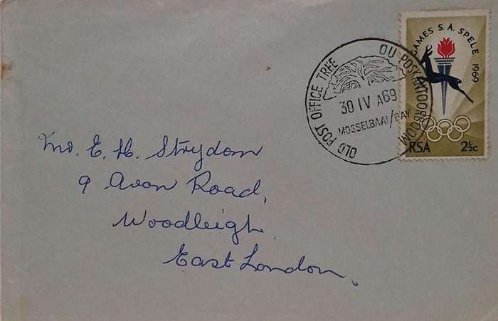 Envelope with old post office tree postmark