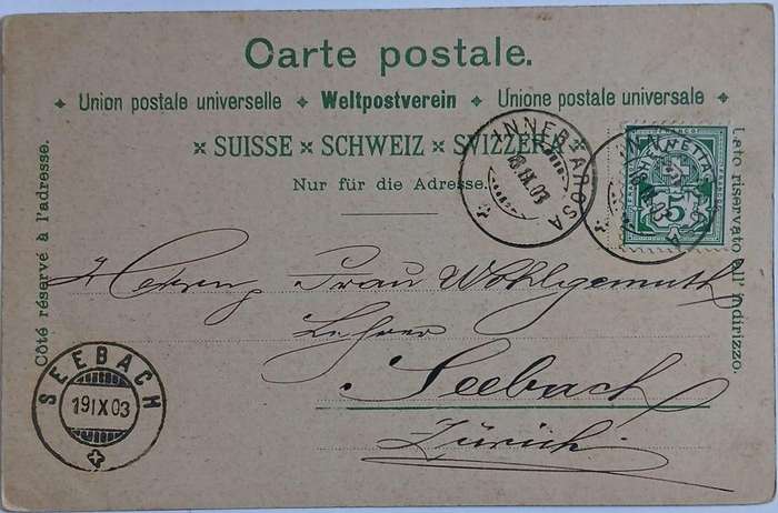 Grus Aus Arosa (switzerland) arosa hotel and resort colour postcard 1903