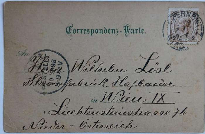 Vintage colour litho postcard Grus Aus Czernowitz 1898 (austro-hungary)