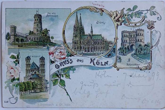 Vintage 1899 Gruss Aus Köln  colour postcard