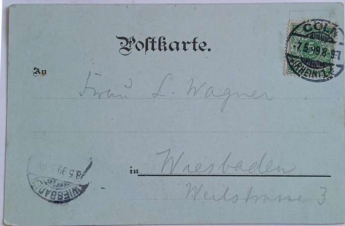 Vintage 1899 Gruss Aus Köln  colour postcard