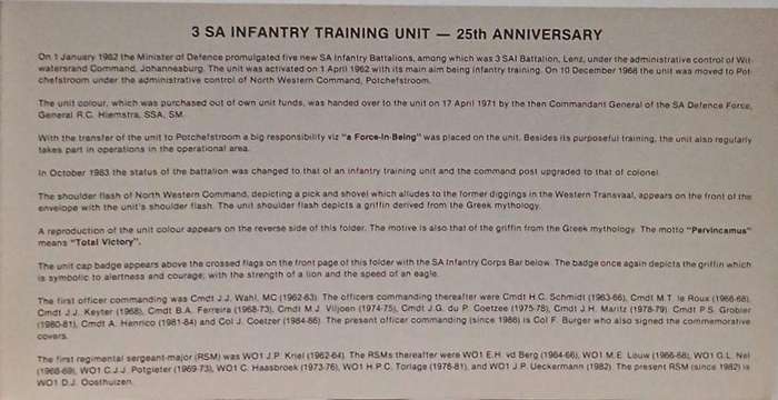 FDC infantry training unit autographed by the commanding officer Col. BURGER