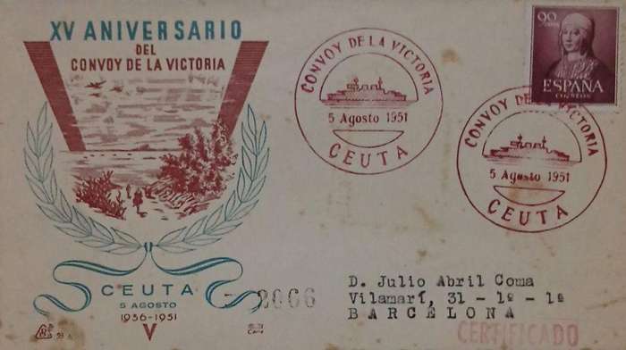 Commemorative FDC of convoy de la victoria Spanish civil war