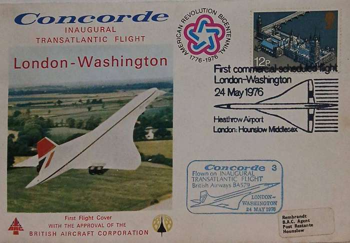 FDC flown on the Concorde s inaugural transatlantic flight