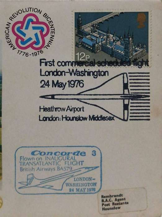 FDC flown on the Concorde s inaugural transatlantic flight