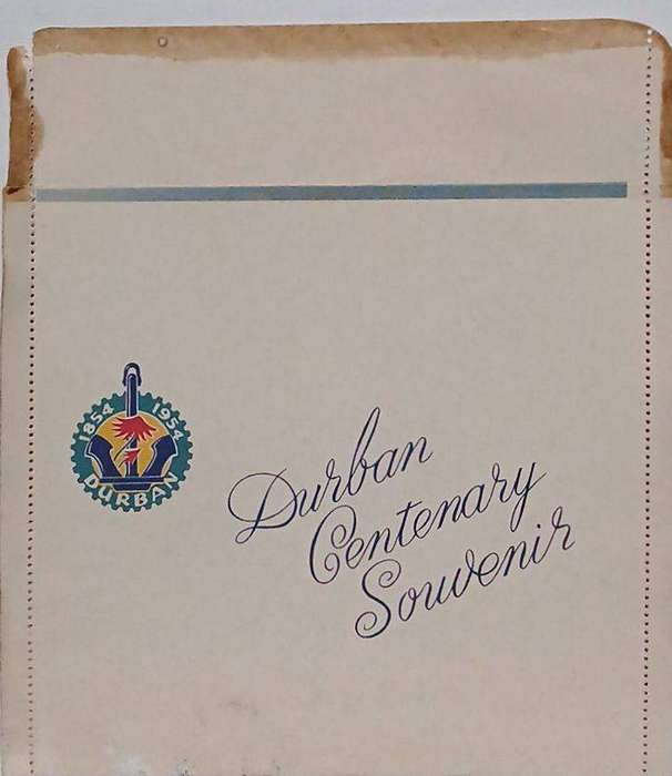 Durban centenary souvenirs 1954 red cross letter card with image of Durban