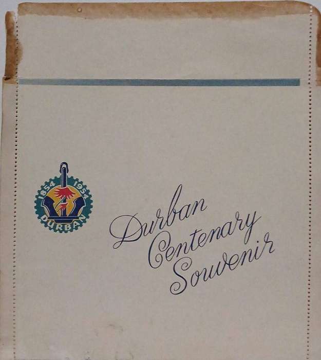 Durban centenary souvenirs 1954 red cross letter card with image of Durban